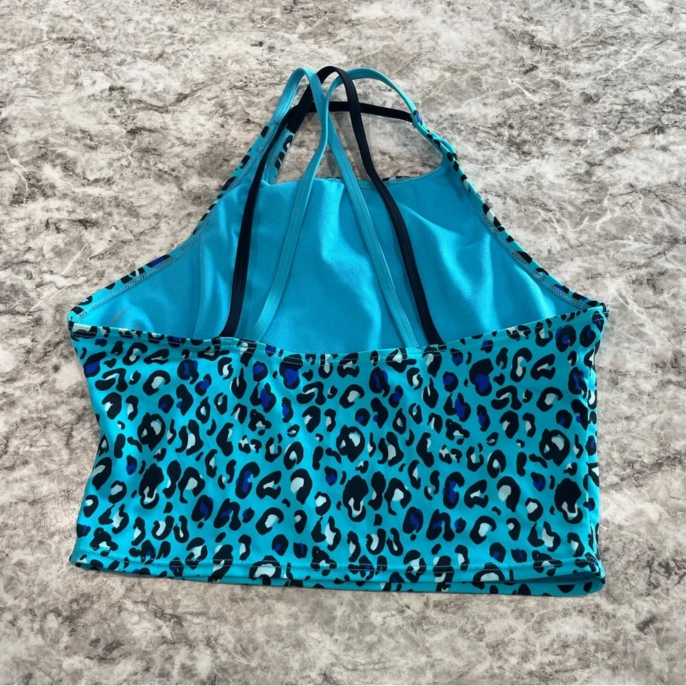 Nike girls swim top size XL cheetah print blue & black